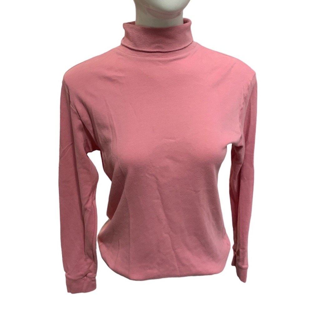 Vintage bright bubble gum pink long sleeve turtle neck top 100% cotton body
